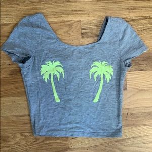 XS Palm Tree Crop Top Division brand